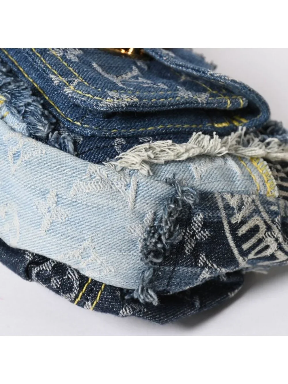 Louis Vuitton Pouch Patchwork Monogram Denim Blue